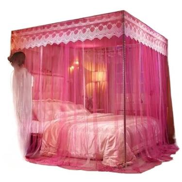Imagem de Mosquiteiro Cortinado de Tule Palácio para Cama Casal/Queen, Design Decorativo com Renda, Proteção Contra Mosquitos(vermelho,Casal C/Armaçao)