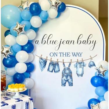 Imagem de A Blue Jean Decalque Baby On The Way - Jeans Decorações para Chá de Bebê