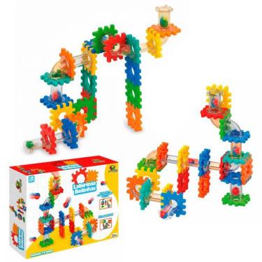 Imagem de Brinquedo Blocos Montar Pista De Bolinhas De Gude Labirinto Para Crian