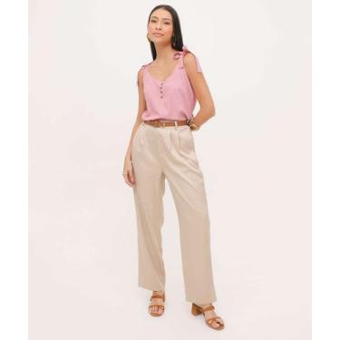 Imagem de Calça Feminina Reta Alfaiataria Marisa-76030, Bege, G