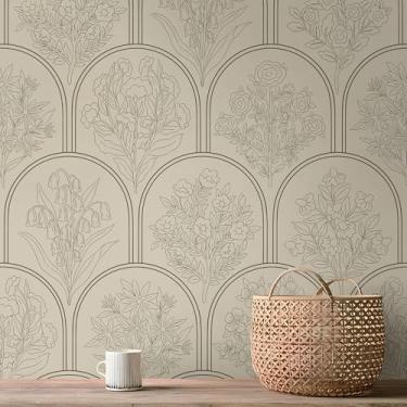 Imagem de Guvana Papel de parede vintage para contato floral boho papel de parede removível autoadesivo 199.9 cm x 43.9 cm papel de parede removível para banheiro, quarto, cozinha, fazenda, neutro, impermeável