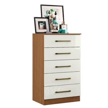 Imagem de Cômoda 5 Gavetas Mdp Com Puxadores De Plástico Ellen Atacama-off White