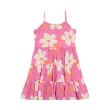 Imagem de Vestido infantil menina de flores colorido Brandili -Rosa, 8, Rosa