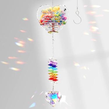 Imagem de Presentes de aniversário de 70 anos para mulheres, enfeite de cristal arco-íris, ideias de presente para 70 anos de idade, coração feminino, arco-íris, lembrança