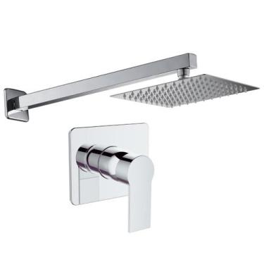 Imagem de Kit Ducha Quadrada 20x20 Slim Ultra Fina Gás Solar com Acabamento para