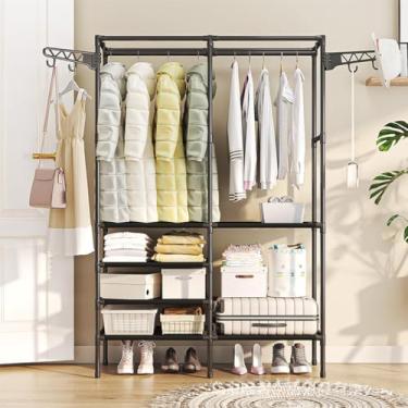 Imagem de Arara de Roupas Multiuso com Prateleiras e Sapateira – Estrutura Metálica Reforçada, Design Moderno, Grande Capacidade para Organização de Quarto, Closet ou Lavanderia