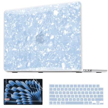 Imagem de AKIT Capa compatível com MacBook Air 2.5 cm 2025 2024 2023 M4 M3 M2 Glitter Perolado Lustre Capa rígida resistente para modelo A3240 A3113 A2681 Mac Air 13,6 polegadas inclui teclado e capa de tela