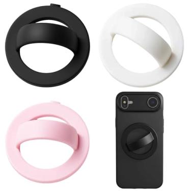 Imagem de ZHLKHIOP Pacote com 3 suportes magnéticos para celular, preto, branco, rosa, acessório seguro para telefones