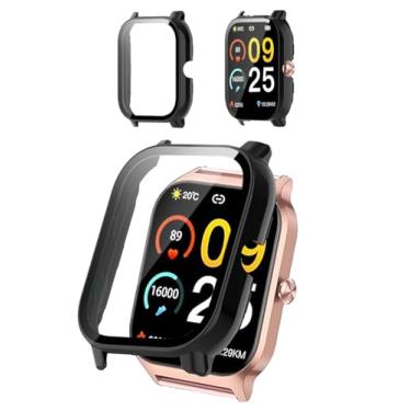 Imagem de Capa protetora compatível com smartwatch Liufiueq P125 de 4,7 cm, capa rígida de policarbonato e protetor de tela de vidro temperado 9H - à prova de choque, resistente a arranhões, cobertura total