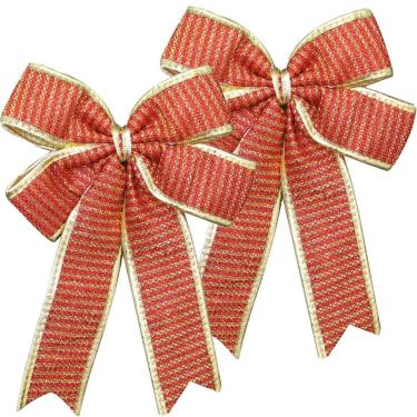 Imagem de Kit 12 Enfeite Árvore De Natal Laço Vermelho E Dourado 30cm