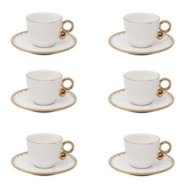 Imagem de Conjunto 06 Xícaras de Cafezinho de Porcelana Egg Branco 90ml Wolff