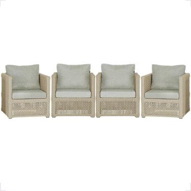 Imagem de 4 Poltronas Madri Alumínio Corda Náutica Estofado 3 Trama Rami