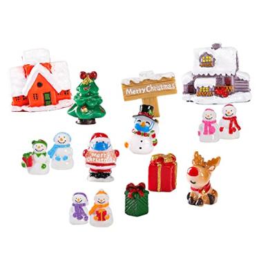 Imagem de Kayzyue Miniatura de enfeites de Natal, mini kit de enfeites de fada de resina para artesanato faça você mesmo, casa de bonecas, decoração de casa, globo de neve (15 peças em miniatura)