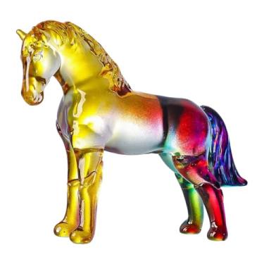 Imagem de WeiLaiKeQi Estátua de Cavalo de Vidro, Miniatura Colecionável, Ornamento Feng Shui para Lareira, Style E