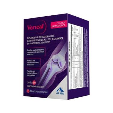 Imagem de Verical Cálcio, Magnésio, Vitaminas K2 E D3 Resveratrol Com 60 Comprim