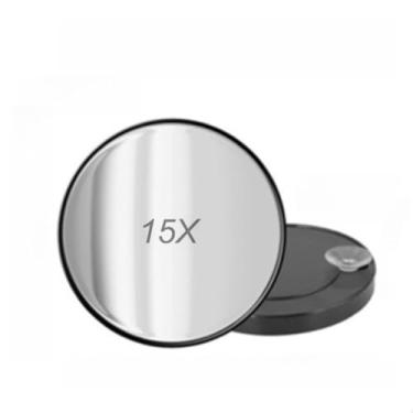 Imagem de Espelho De Maquiagem Redondo Aumento Ampliação de 3X 5X 10X 15X Aumenta Grau Com Ventosas(Pequeno 15X)