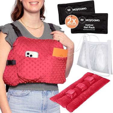 Imagem de MOYOAMA Pacote RED SD: Almofada de mastectomia IR Design com bolsa de chuveiro, 2 pacotes frios e travesseiro de cinto de segurança