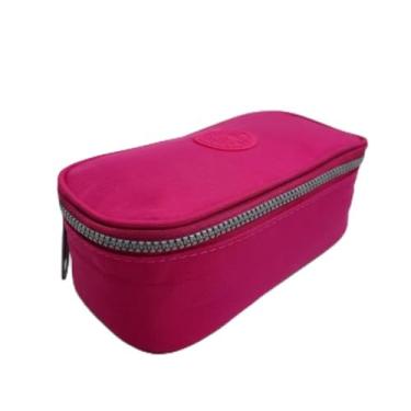Imagem de Estojo Organizador Escolar 1 Compartimentos Zíper Interno Organizadora Lapis e Canetinhas Necessaire Viagem Feminino Masculino Elásticos Internos Nylon (rosa)