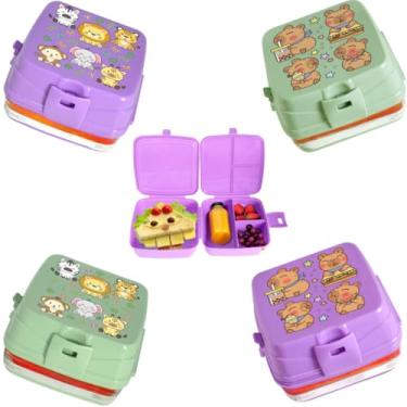 Imagem de Lancheira dupla para crianças com 4 compartimentos (ROXO CAPIVARA)