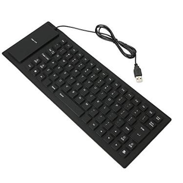 Imagem de Leeofty Teclado flexível de 85 teclas, interface USB, dobrável e portátil, à prova de poeira, silencioso