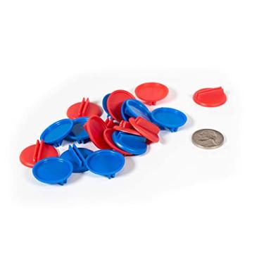 Imagem de Plastic Card Stand (Red & Blue) to Hold up Playing Cards or Cardboard Marker Cut-outs: Set of 20 Red & Blue Color Round Board Game Playing Pieces (School Classroom Supplies, Arts & Crafts Projects)