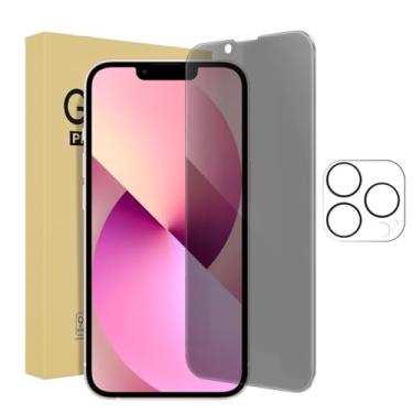 Imagem de 1 pacote com protetor de tela de privacidade para iPhone 13 Pro [tela de 6,1 polegadas] + 1 pacote de protetor de lente de câmera, película de vidro temperado privada antiespião, [dureza 9H] - HD