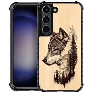 Imagem de CARLOCA Compatível com capa para Samsung Galaxy S23, estampa vetorial tatuagem cabeça de lobo floresta montanha para meninas ultra proteção à prova de choque silicone macio TPU antiderrapante traseira