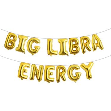 Imagem de Balões de letras - BIG LIBRA ENERGY 40,6 cm letras do alfabeto folha balão Mylar Setembro ou Outubro aniversário festa balão banner (BIG LIBRA ENERGY gold)