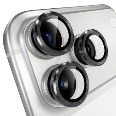 Imagem de Misea Compatível com iPhone 17 Pro/iPhone 17 Pro Max, protetor de lente de câmera de vidro temperado Ultra-HD, protetor de tela de anel individual de metal, acessórios de decoração, preto