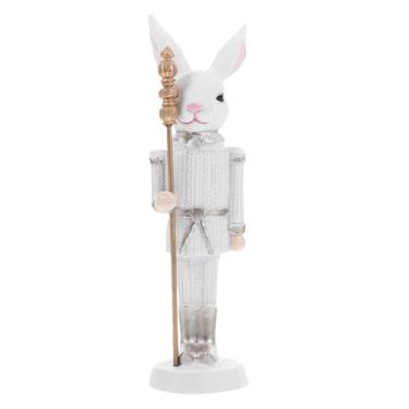 Imagem de MAGICLULU Estatueta de Coelho Quebra-nozes Em Resina para a Páscoa, Ideal para Decoração de Festas de, Perfeito para Enfeitar a Casa, a Lareira Como Centro de Mesa. Cor: Branco.