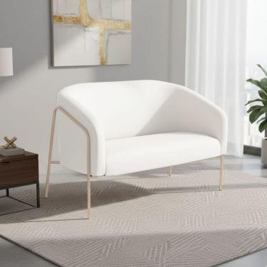 Imagem de Sofá 2 Lugares Namoradeira Stella Industrial Alta Champanhe Sintético D03 - D`rossi Cor Branco