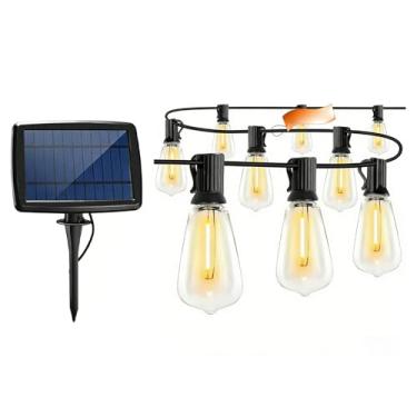 Imagem de Asixxsix Luzes de cadeia solar, Luzes de corda LED à prova de água ao ar livre com 2 lâmpadas extras e controle remoto, 3W painel solar pendurado lâmpada para Terraço Jardim Pátio Camping (com