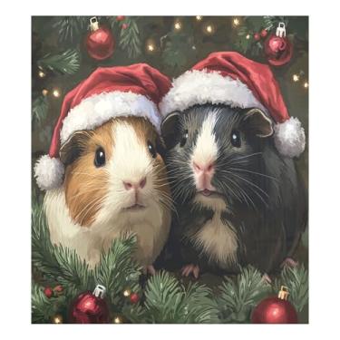 Imagem de CEBUGI Capa decorativa para porta de lava-louças de porquinhos da índia de Natal 58 x 66 cm decalque de painel de geladeira para decoração de cozinha doméstica