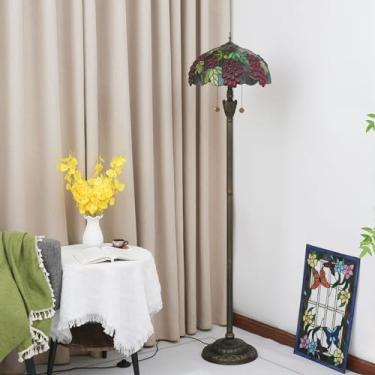 Imagem de Luminária de chão Tiffany, com cúpula de vitral, estilo vintage, dupla, para sala de estar, quarto e escritório, iluminação brilhante, decoração rústica de canto, bronze, para leitura, cor u