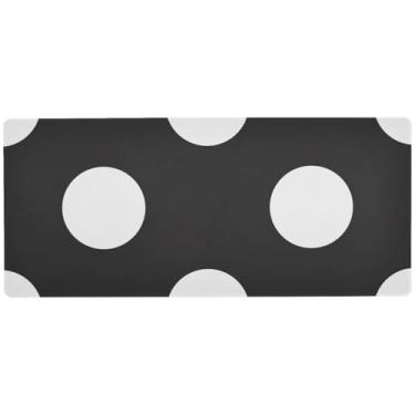 Imagem de Bloco de mesa para jogos preto círculo branco bolinhas controle de precisão, mousepad grande, 80 x 39,9 cm, mouse pad para laptop