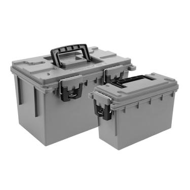 Imagem de Sheffield 12755 caixas de armazenamento com tampas, 2 caixas de armazenamento empilháveis, feitas nos EUA, recipientes trancáveis e resistentes à água com tampas, recipientes de plástico para casa