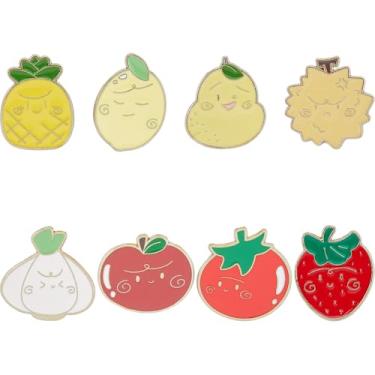 Imagem de SUPERFINDINGS Broche de frutas, 8 peças, broche de liga, esmaltado, emblemas, alfinetes de lapela engraçados, frutas, legumes, joias, presentes para panos, bolsas, chapéus, blusa, vestido, suéter