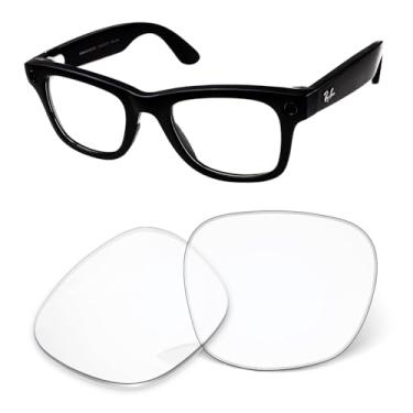 Imagem de Lentes de substituição de 1,6 mm compatíveis com óculos inteligentes RayBan Meta Wayfarer (Gen 2) RW4012 de 50 mm, antiarranhões e ajuste fácil, Cristal HD, One Size