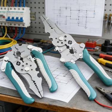 Imagem de Novo descascador e cortador automático multifuncional dobrável de fios, ferramenta de crimpagem para reparo e emenda de fios