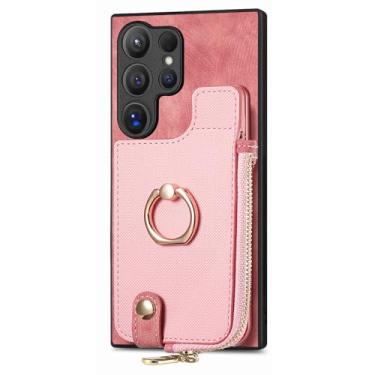 Imagem de Capa de couro para Samsung Galaxy S25/S25 Plus/S25 Ultra, capa flip com compartimentos para cartão com suporte de anel, proteção à prova de choque capa carteira