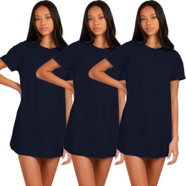 Imagem de Kit 3 Vestido Camisetão Moda Básica Casa Slim Fitness Feminino - Sorti