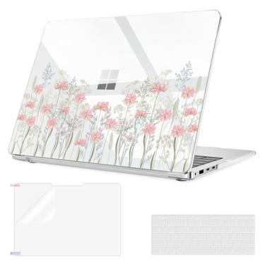 Imagem de YSCLBAHUK Capa para laptop Microsoft Surface 35.1 cm versão 2024 7ª edição, modelo: 2036 padrão criativo durável resistente a arranhões, com protetor de tela + capa de teclado, Pink Meadow