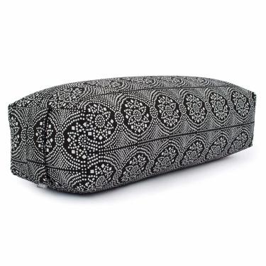 Imagem de Almofadão retangular salamba bolster estampado Maharaja para meditação e yoga restaurativa 64cm x 25cm x 17cm (Bandhani/preto e branco)