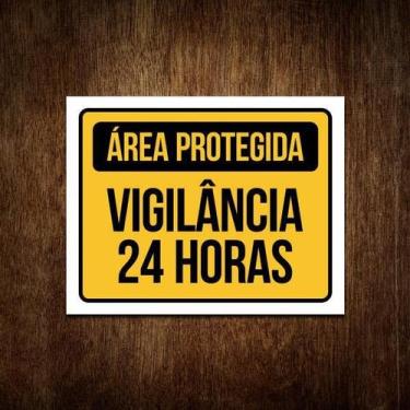 Imagem de Placa Área Protegida 24 Horas Segurança Condomínio 27X35 - Sinalizo