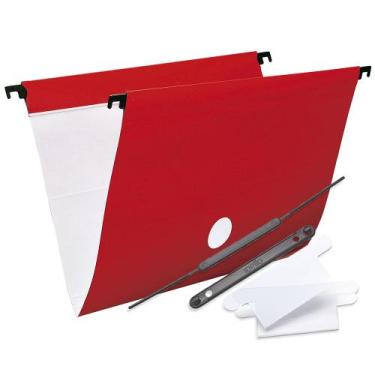 Imagem de Pasta Suspensa Colorida Arquivo Dello Plus 6 Unidades, Vermelho