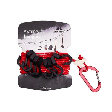 Imagem de Linha de roupas para acampamento Shine Trip náilon poliéster refletiva com ganchos crochê Comprimento ajustável Gancho fixo morsa secar Utensílios cozinha Itens uso diário Fácil transportar Fino Segur