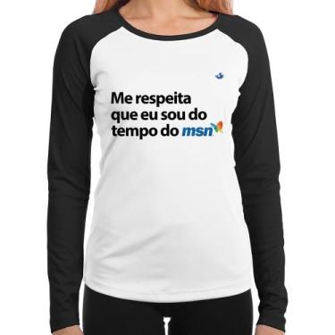 Imagem de Baby Look Raglan Me respeita que eu sou da época do msn Manga Longa - 