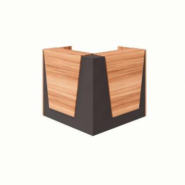 Imagem de Balcão de Atendimento em L Recepção Nogal Sevilha e Preto 121 cm - GEB