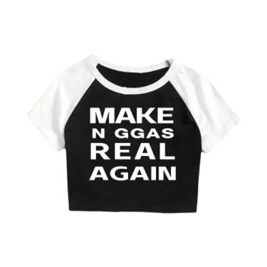 Imagem de Camiseta Feminina Gótica Hip Hop De Manga Curta Harajuku Punk Com Esta