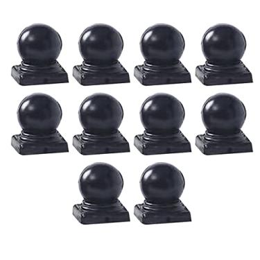 Imagem de WFCFCN 10 x remates de cerca esférica, tampas de poste de cerca de metal galvanizado para jardim para decks de jardim, tampa de borne preta